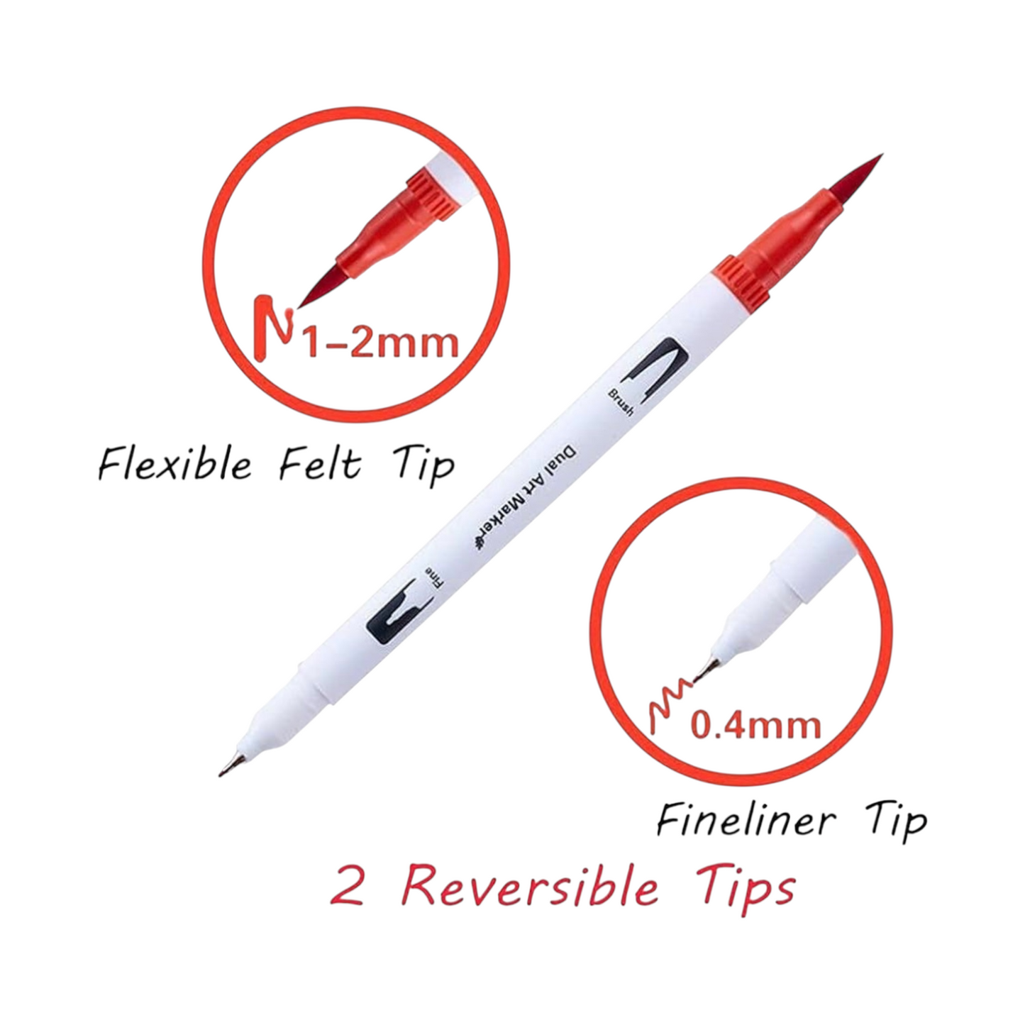 Dual Tip Brush Pen 12 Colour Set (12Dtbp)