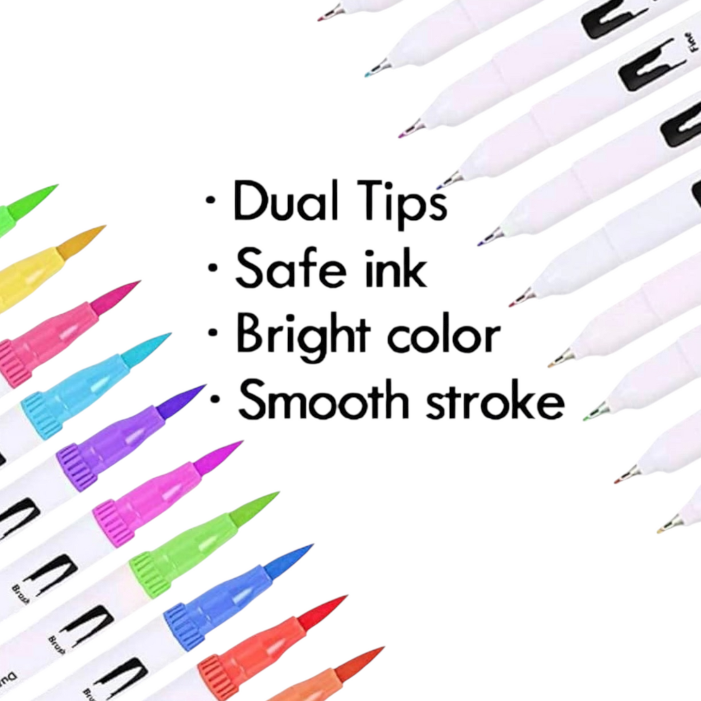Dual Tip Brush Pen 12 Colour Set (12Dtbp)
