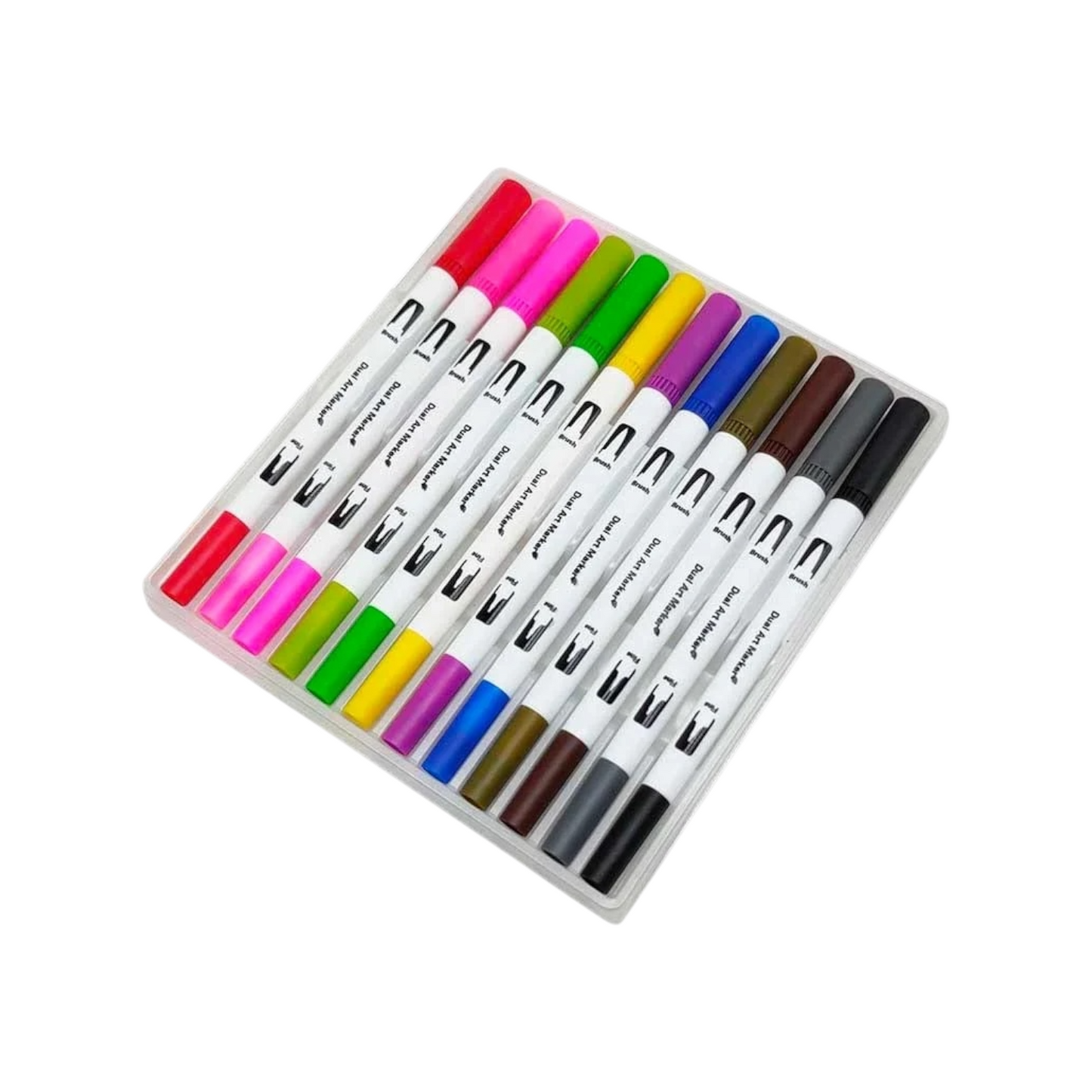 Dual Tip Brush Pen 12 Colour Set (12Dtbp)