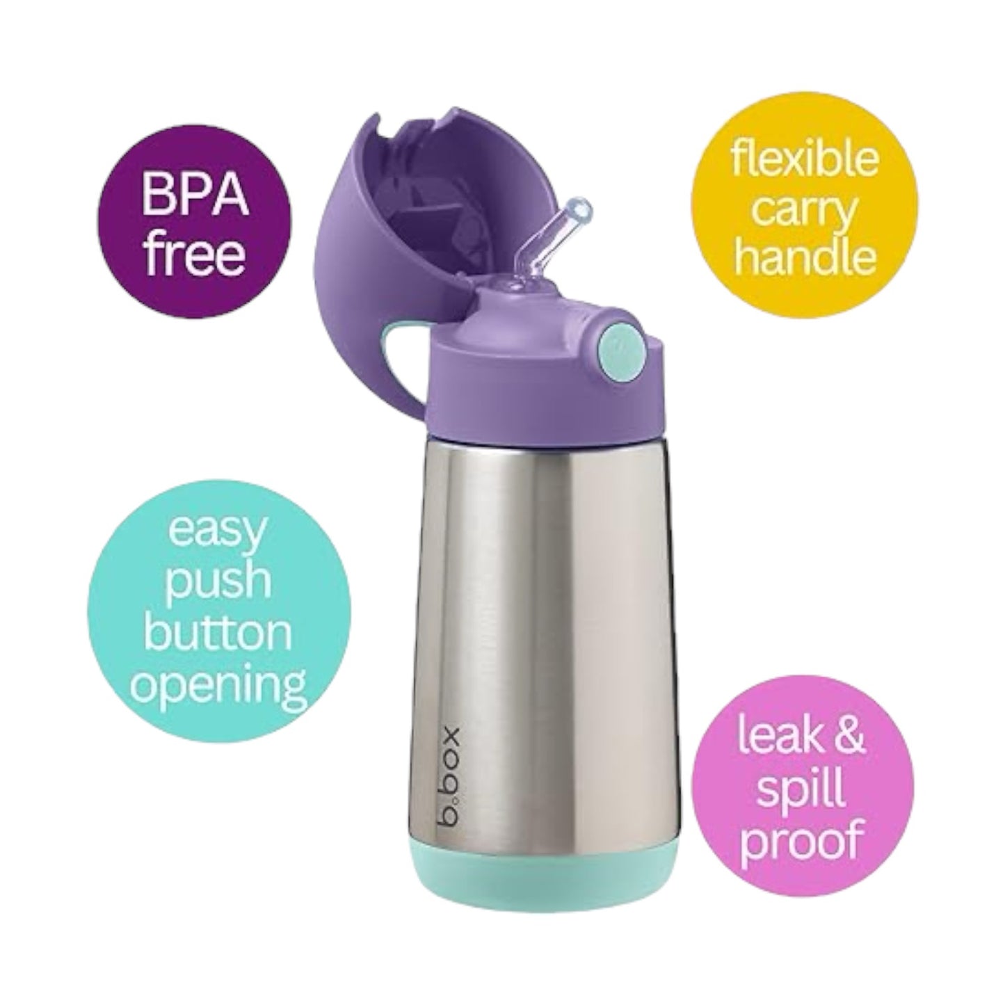 350ml Insulated Drink Bottle - Lilac Pop