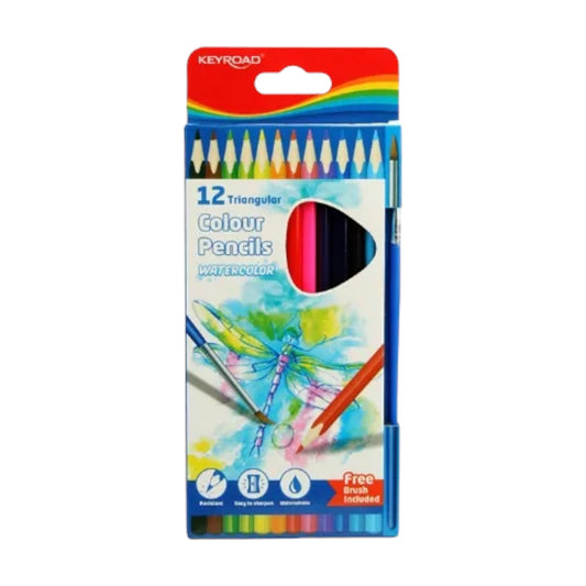 Wooden Pencils 12 Watercolors + Brush Keyroad Model Kr971872