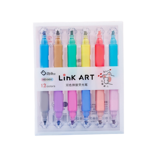 Highlighters 12 Colored Pens with Oblique Brush Tip Marker Pen Set