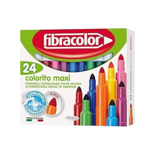 FIBRACOLOR Etafelt  Color Fiber Pens, 2.9 mm - 24 Colors