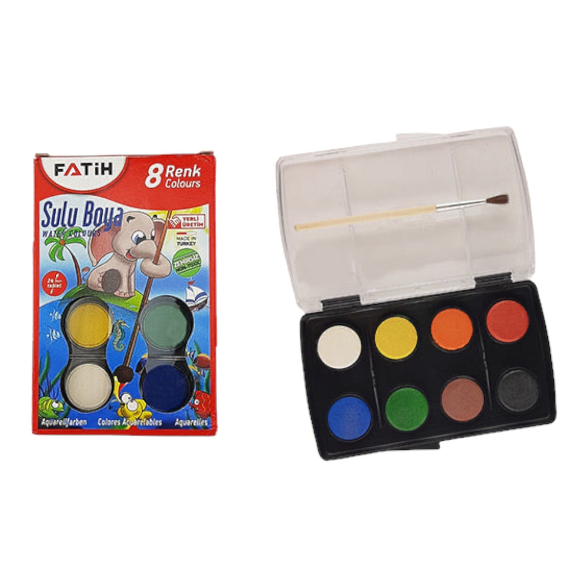 Fatih F903 watercolors 8 colors with brush