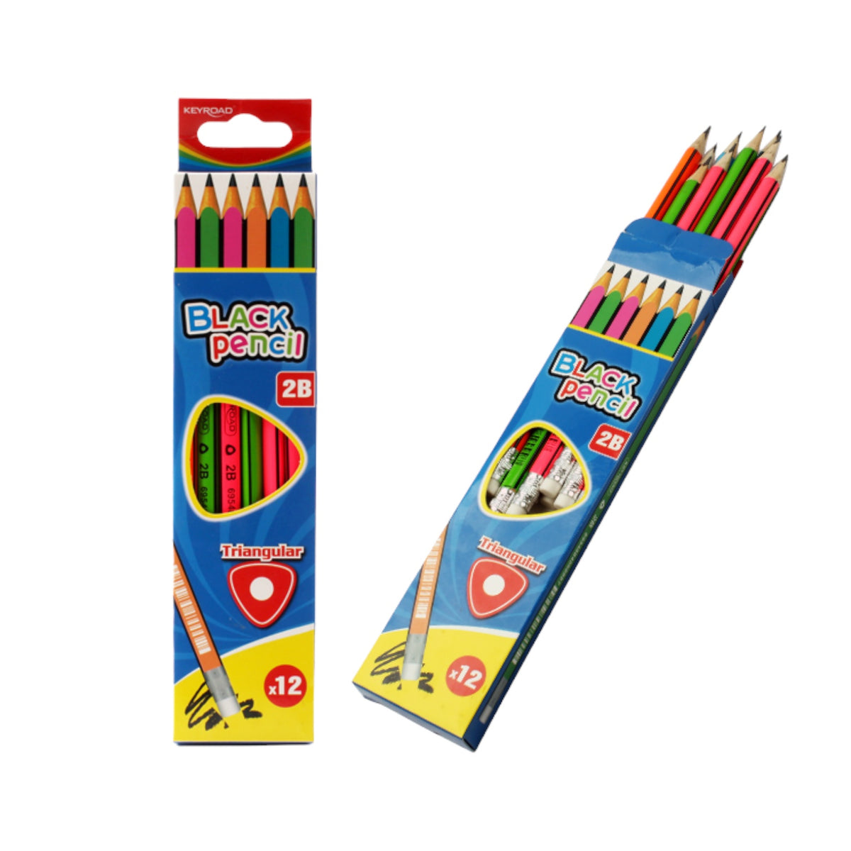 Keyroad Pencil Hb Triangle With Eraser 2B