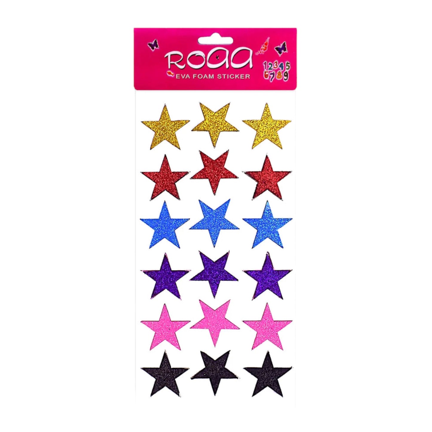 Roaa Glitter Foam Shapes Stickers Pack of 18