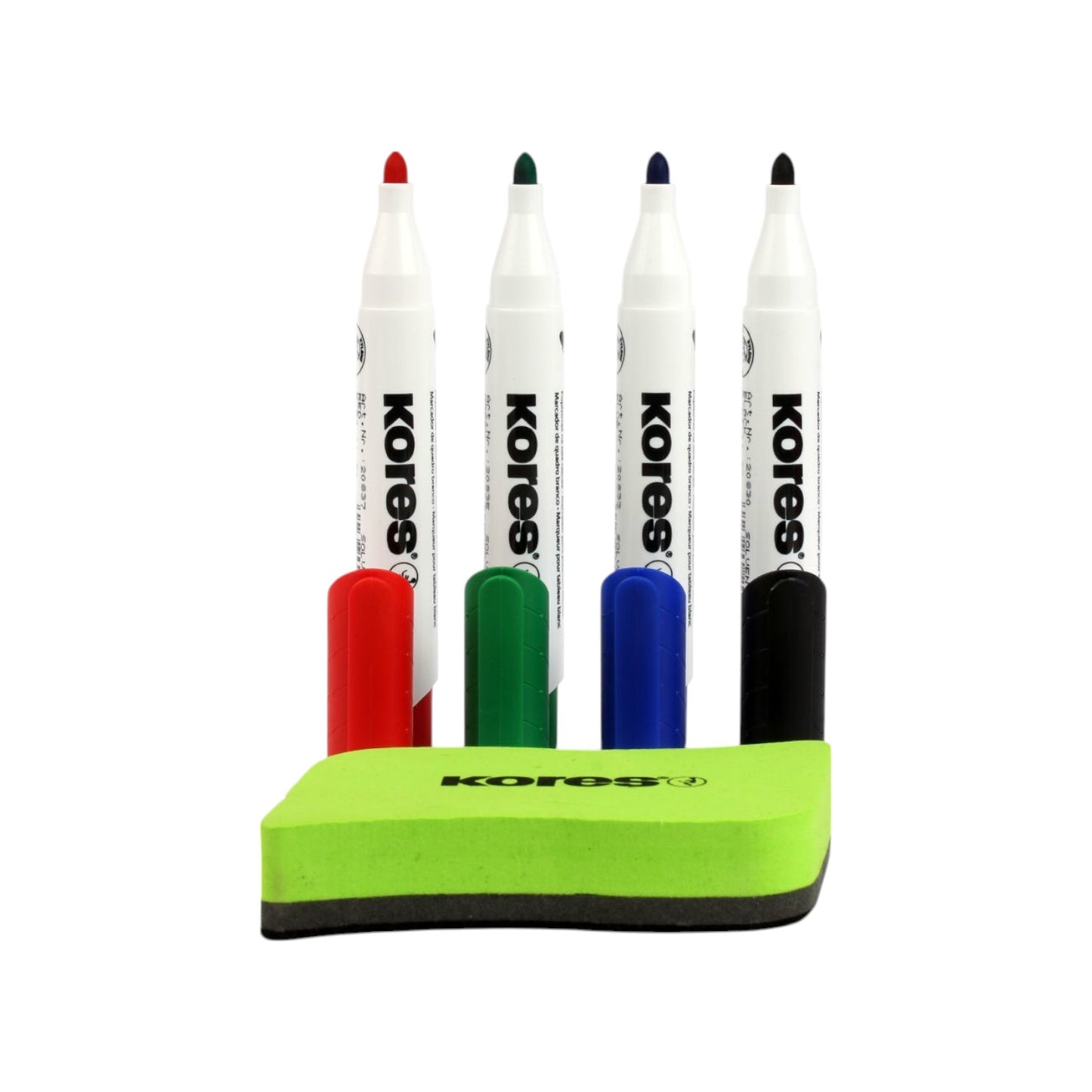 Kores Whiteboard marker Set round 4 colors + White Board Eraser