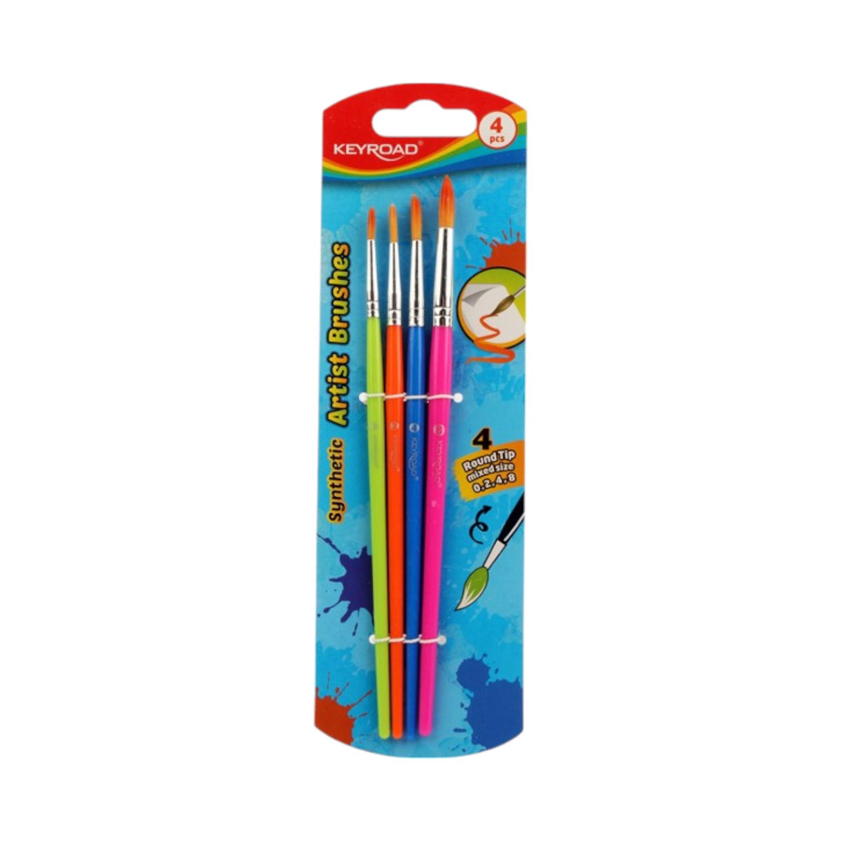 Keyroad Brushes 4 pcs Round Tip Dimensions (0, 2, 4, 8)