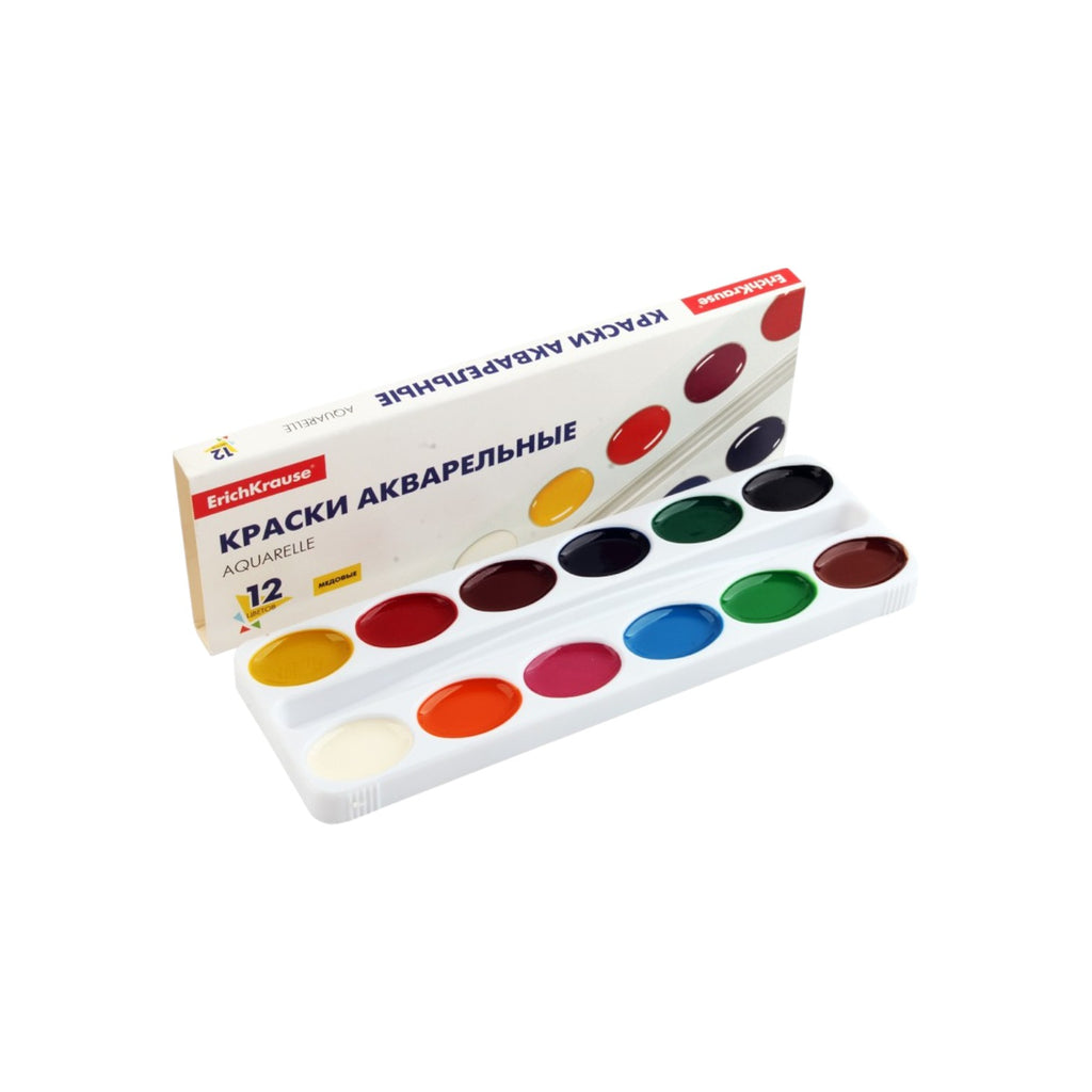 Erich Krause Aquarelle Watercolor Set - Plastic Case with 12 Colors