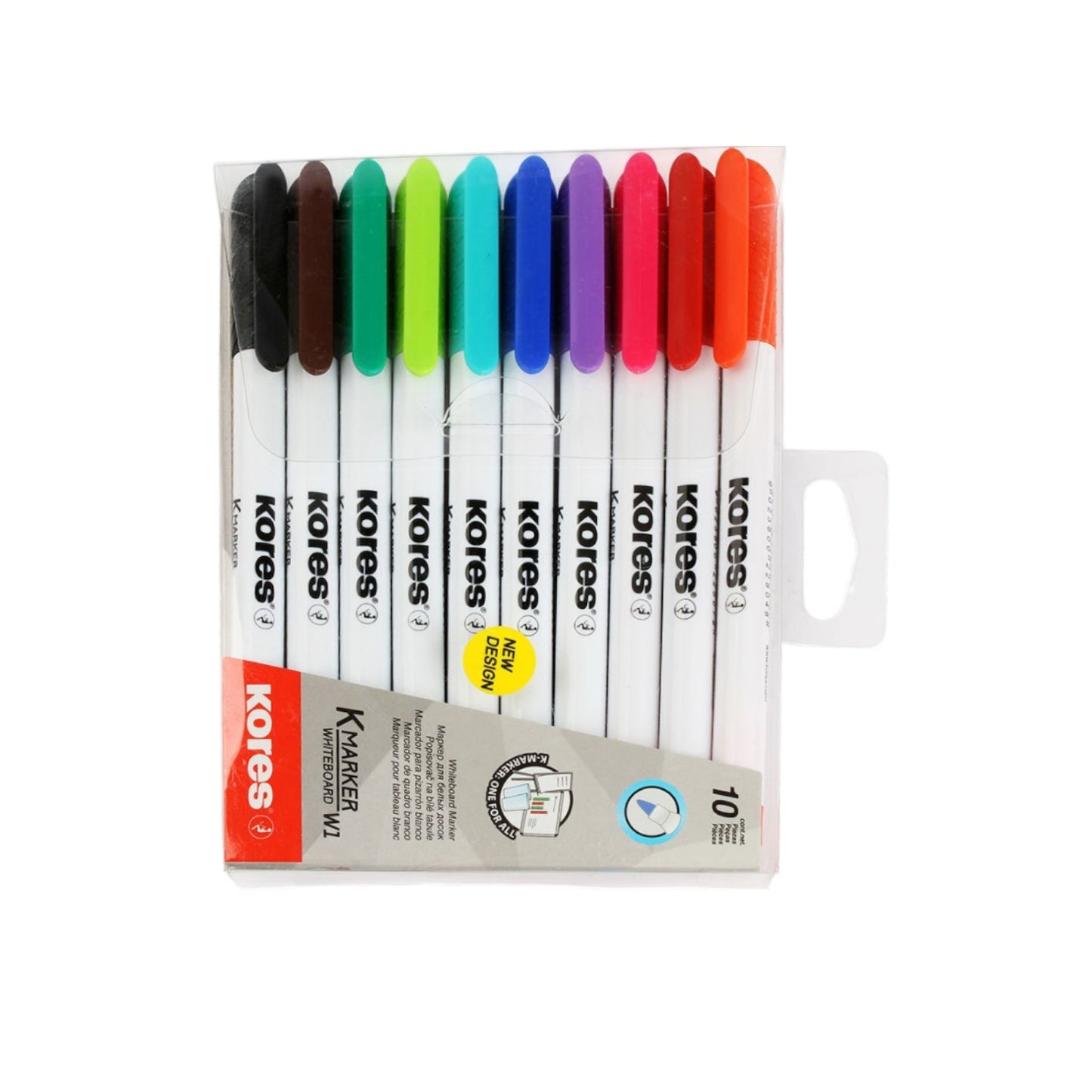 Kores Whiteboard marker set, thin-tipped, 10 colors