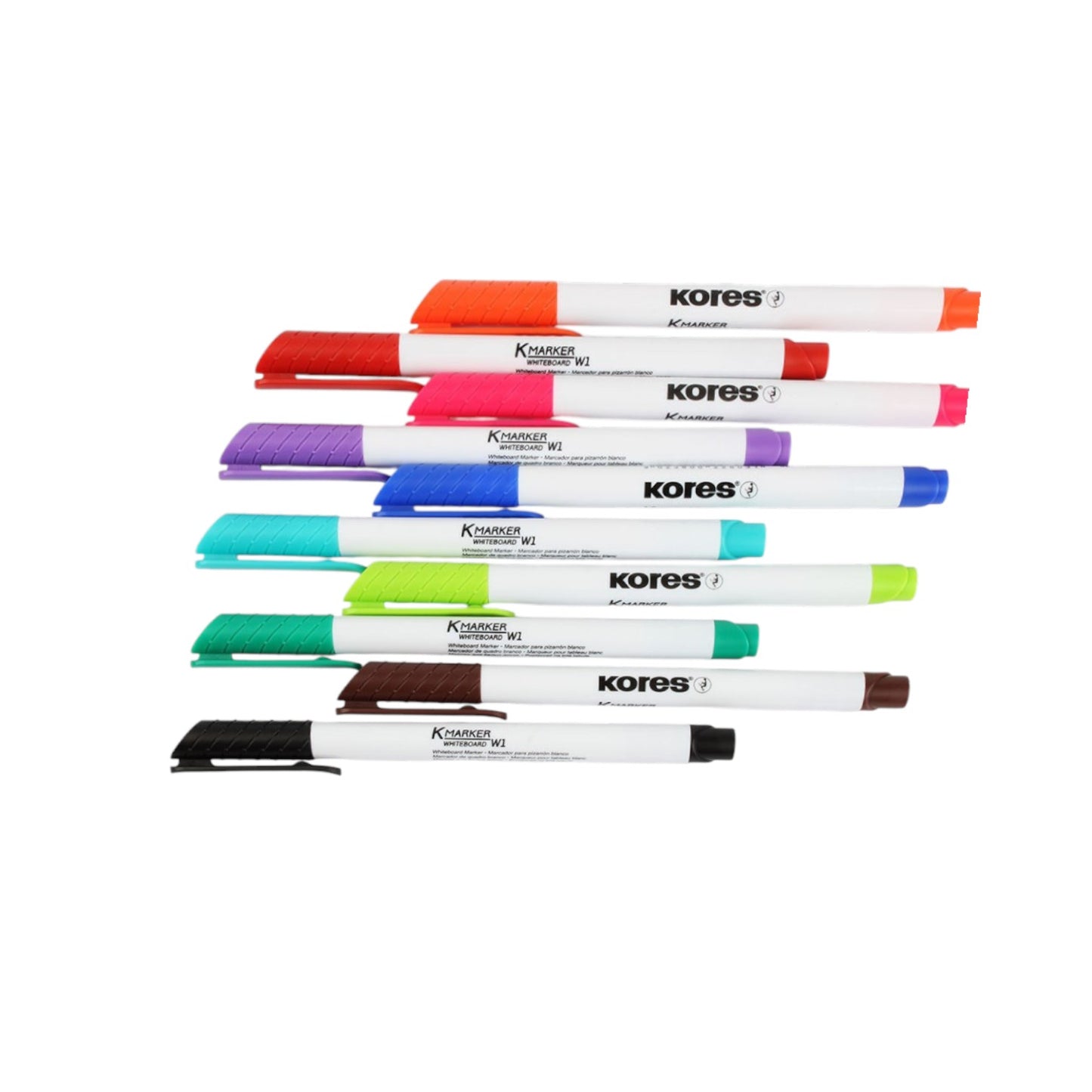 Kores Whiteboard marker set, thin-tipped, 10 colors