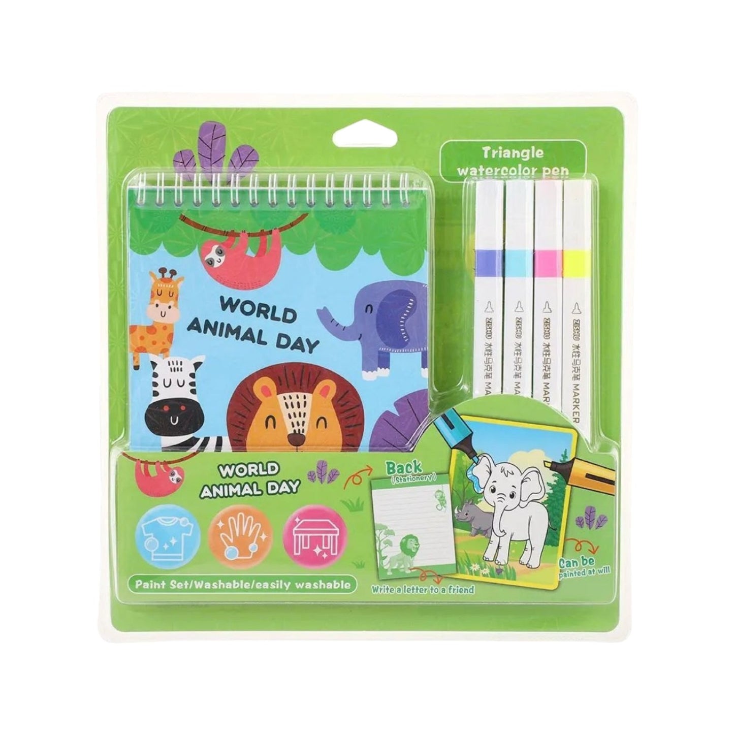 Writing Set with Washable Markers, Spiral, Letter Writing Paper