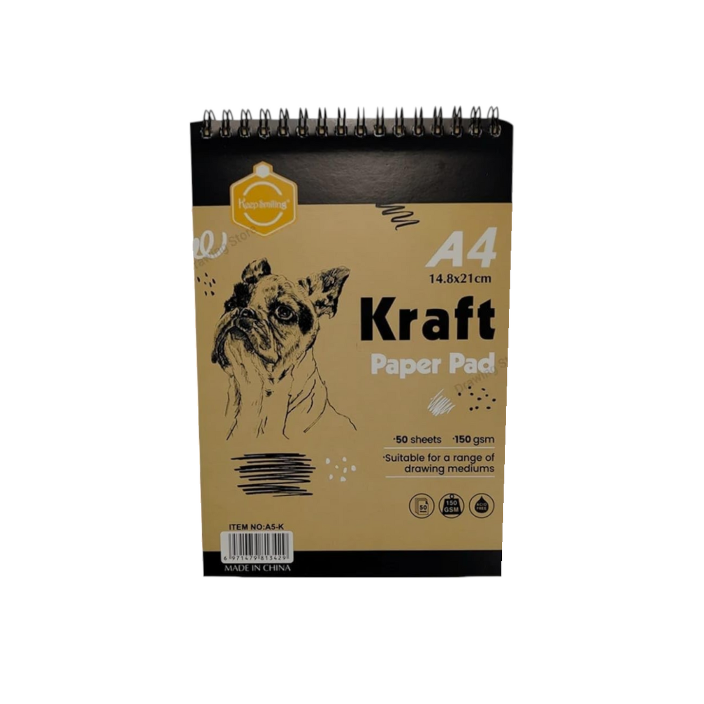 A4 Keep Smiling Note Wire 50 Sheet Kraft 150g