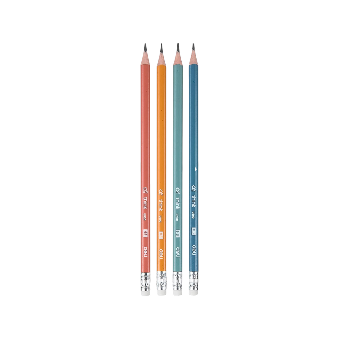 Deli U500 Think Plastic HB Graphite Pencil Eraser Tipped Pack of 12 pencils - Multicolor