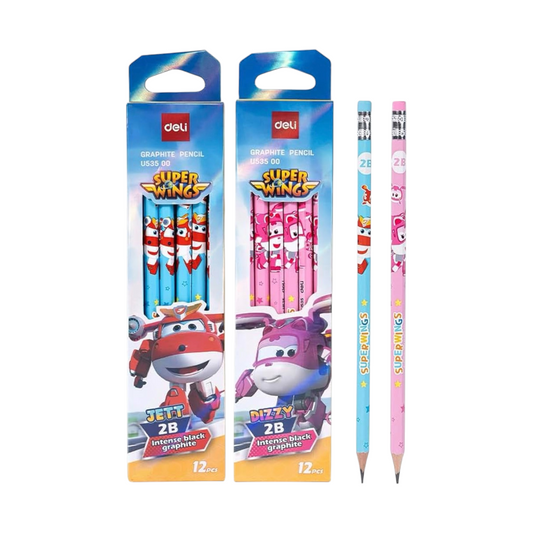 Deli EU53500 Graphite 2B Pencil with Eraser, 8 mm Diamter x 188 mm Length, Assorted
