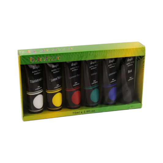 Sino Art Acrylic Paints, 6 Colors, 75 ml – Model SFP014