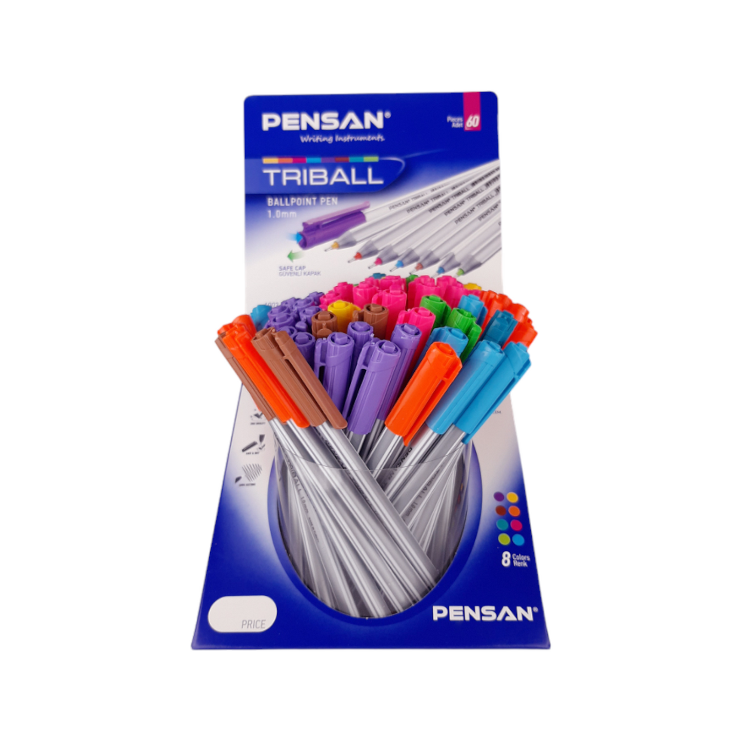 Pensan 1003/60, 1.0 mm. Ballpoint Pen – Set of 60 Colored Pens 8 colors
