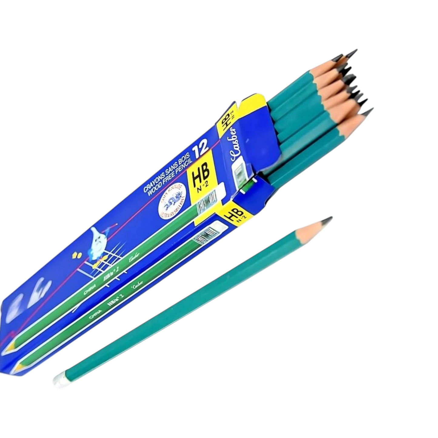 HB No.2 Pencil Box – Eraser for Kids, Safe and Eco-Friendly Materials (12 Pens)