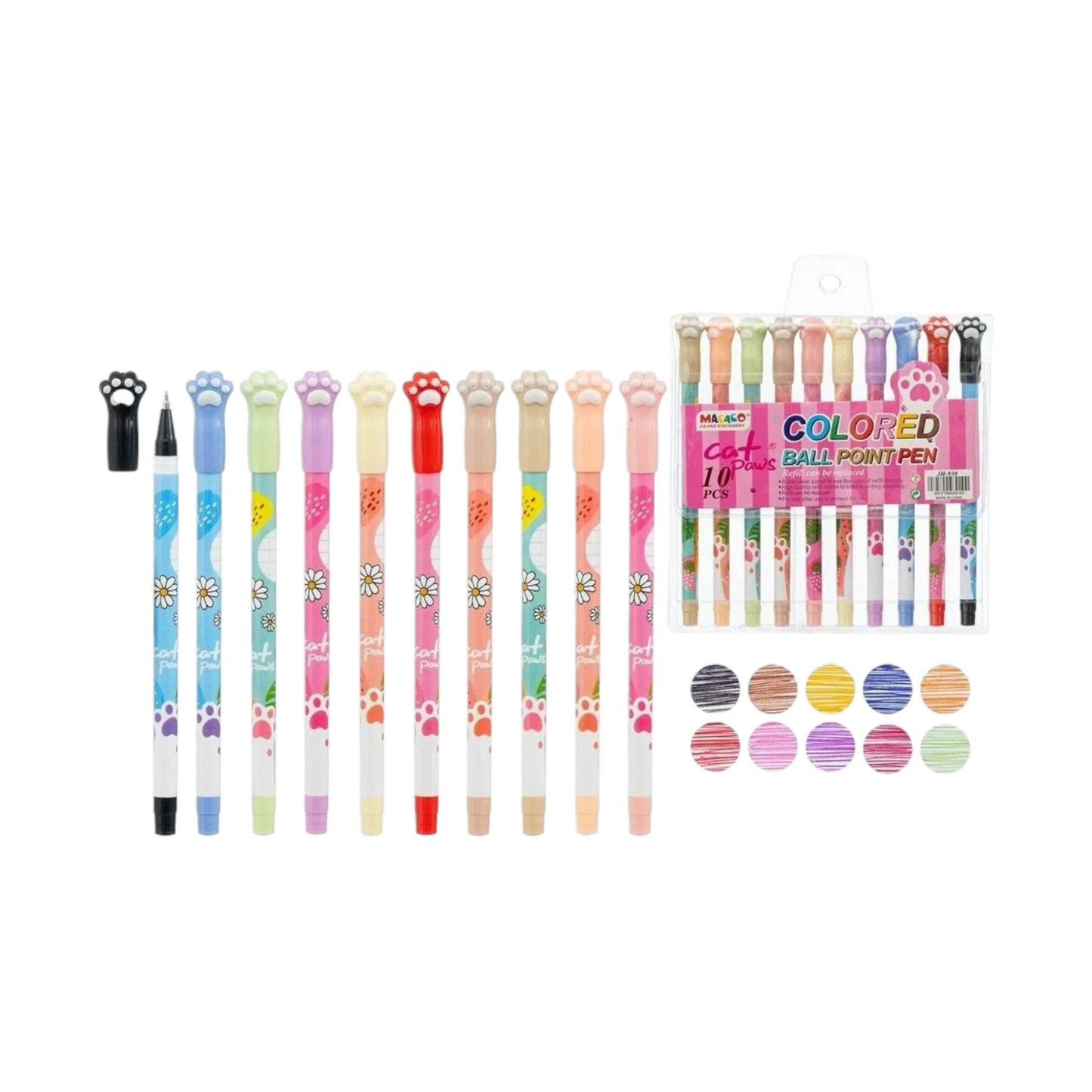 Macaco "Cat Paws" colored ballpoint pens