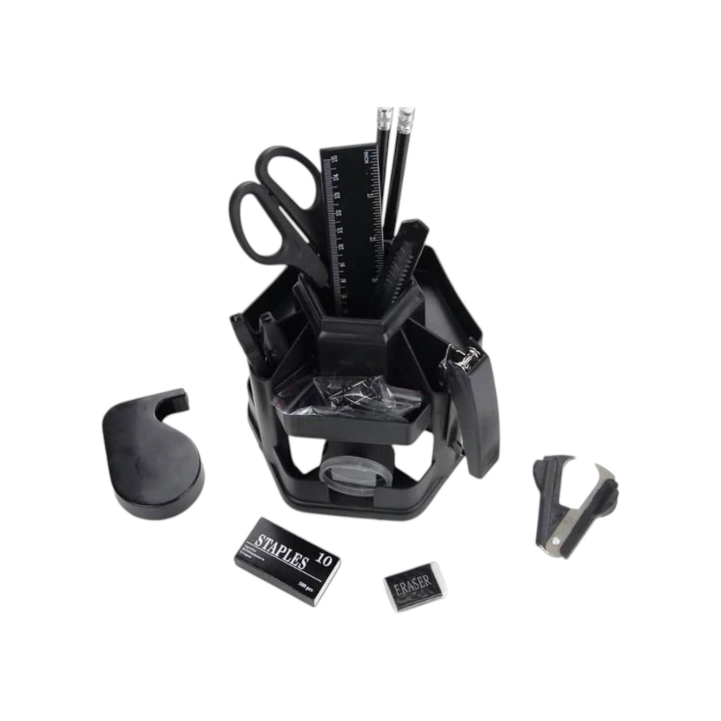 A movable Plastic Desk Organizer - Comes With Various Tools