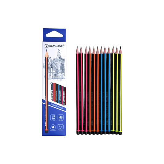 HB Pencil with Eraser, Black in Neon Color - Acmeliae