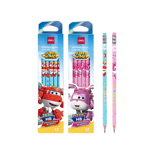 Deli-EC058-HB Graphite Pencil with Eraser, 8 mm Diamter x 188 mm Length, Assorted