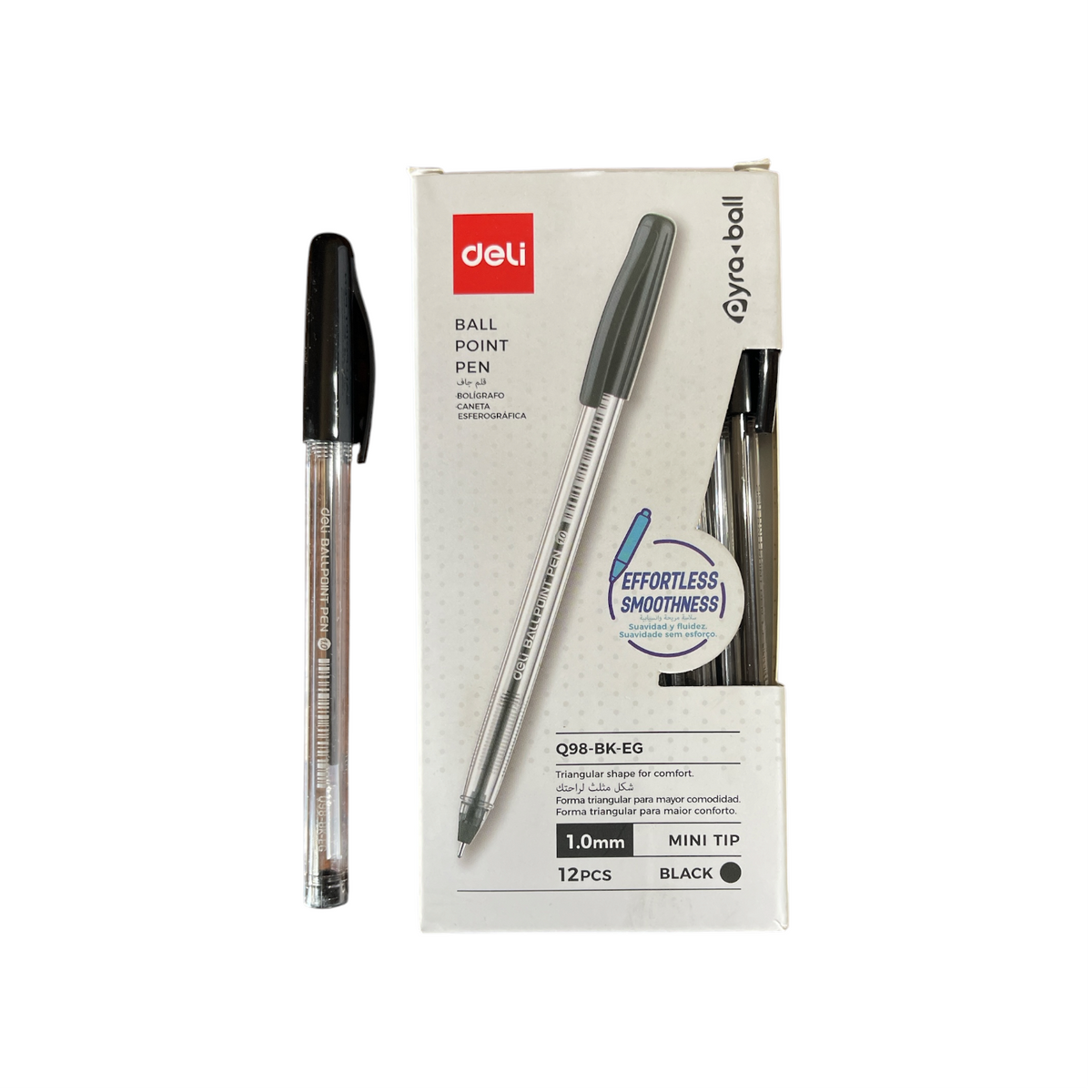Deli Q98 Ballpoint Pen Set, 1.0mm Mini Tip, 12 Pieces