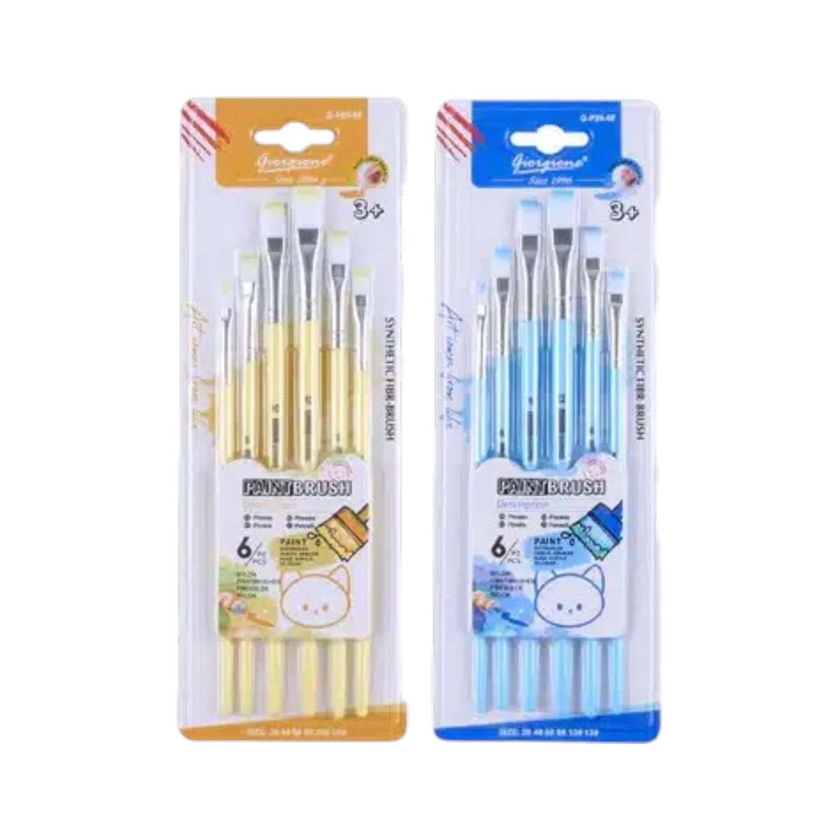 Giorgione Flat Nylon Artist Brush Set (6pcs)