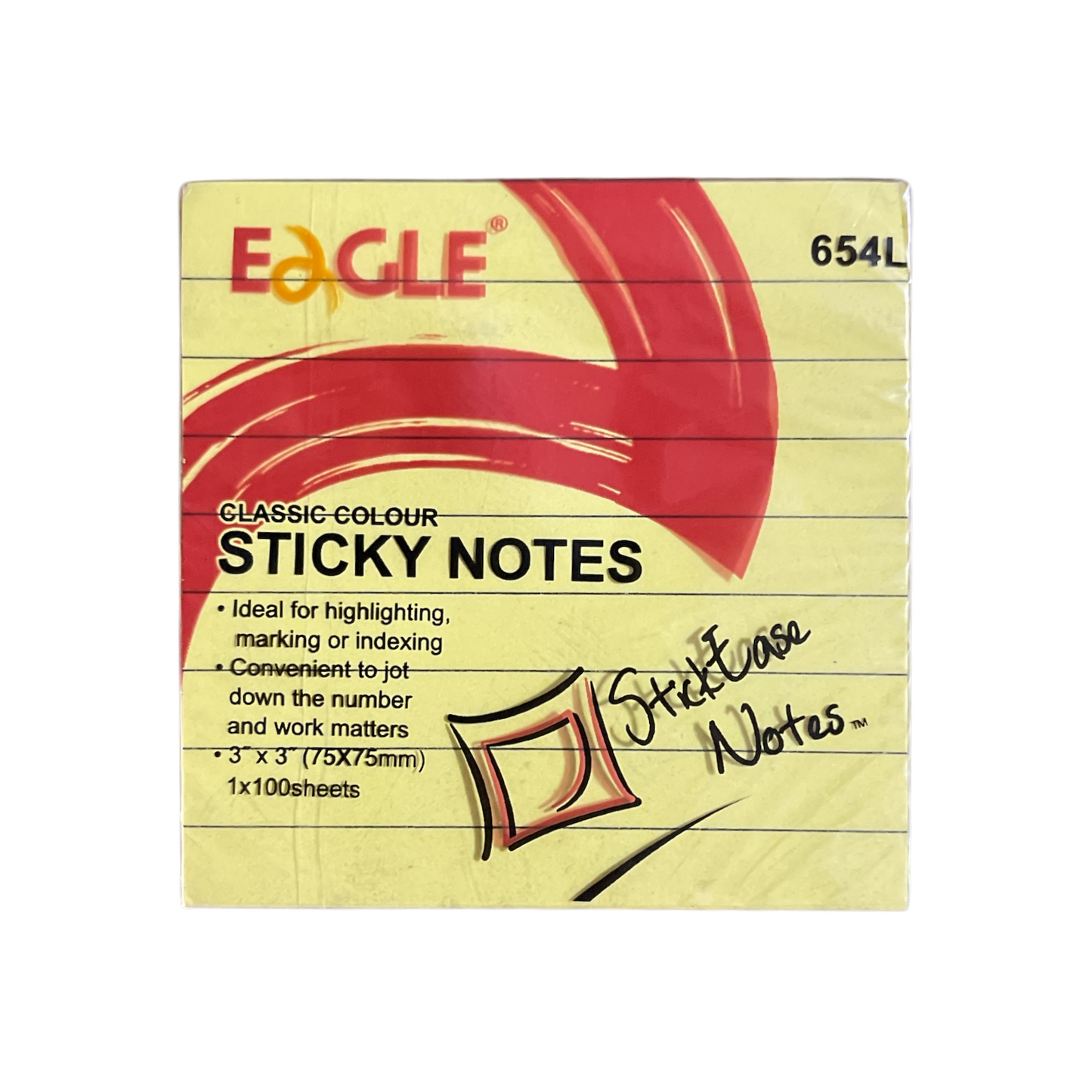 Eagle Lined Sticky Note Pad 3" x 3" 75x75mm 100 Sheets - 654L