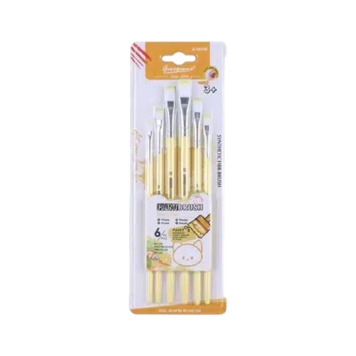 Giorgione Flat Nylon Artist Brush Set (6pcs)