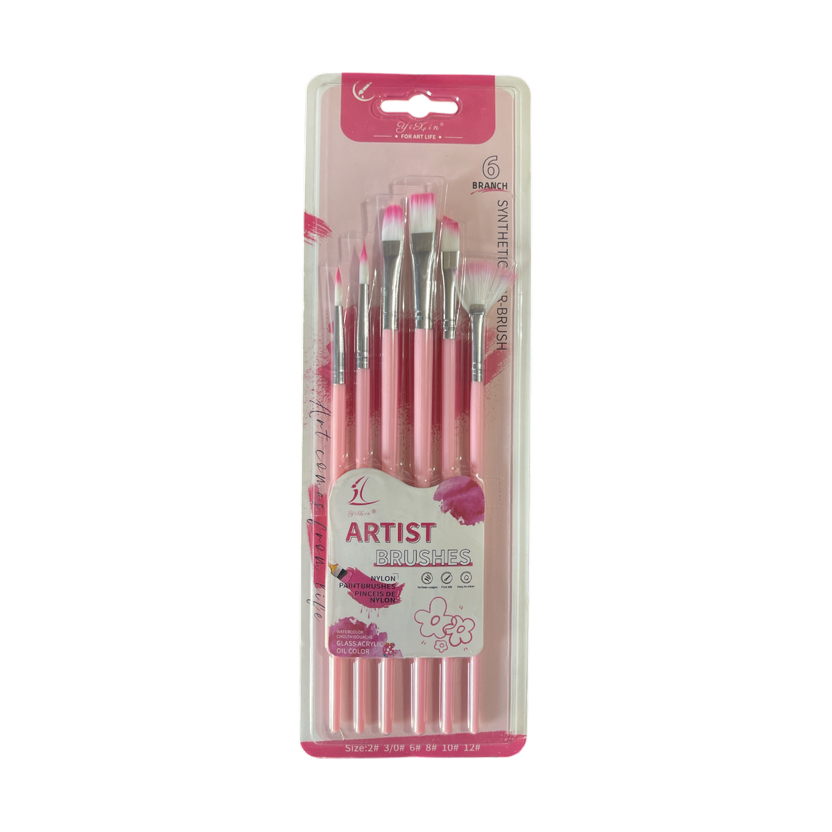 Giorgione Flat Nylon Artist Brush Set (6pcs)
