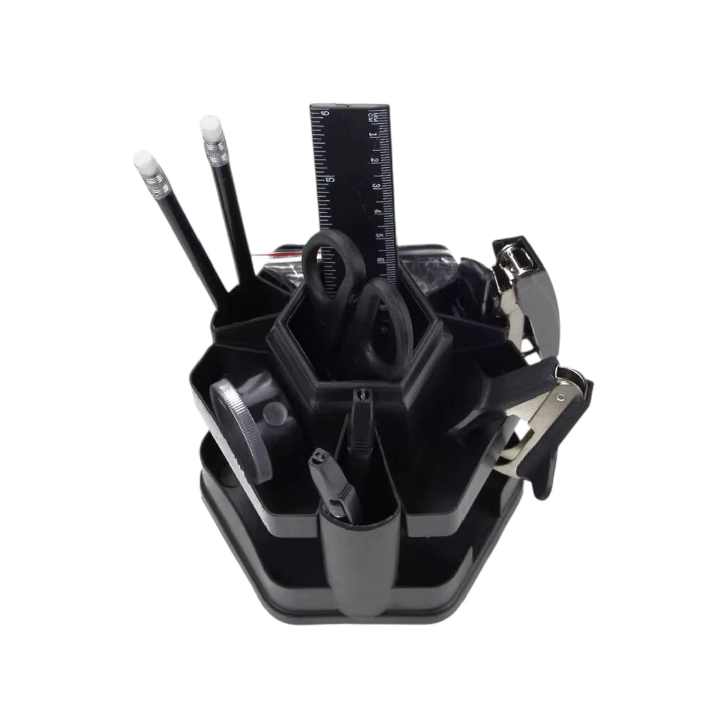 A movable Plastic Desk Organizer - Comes With Various Tools