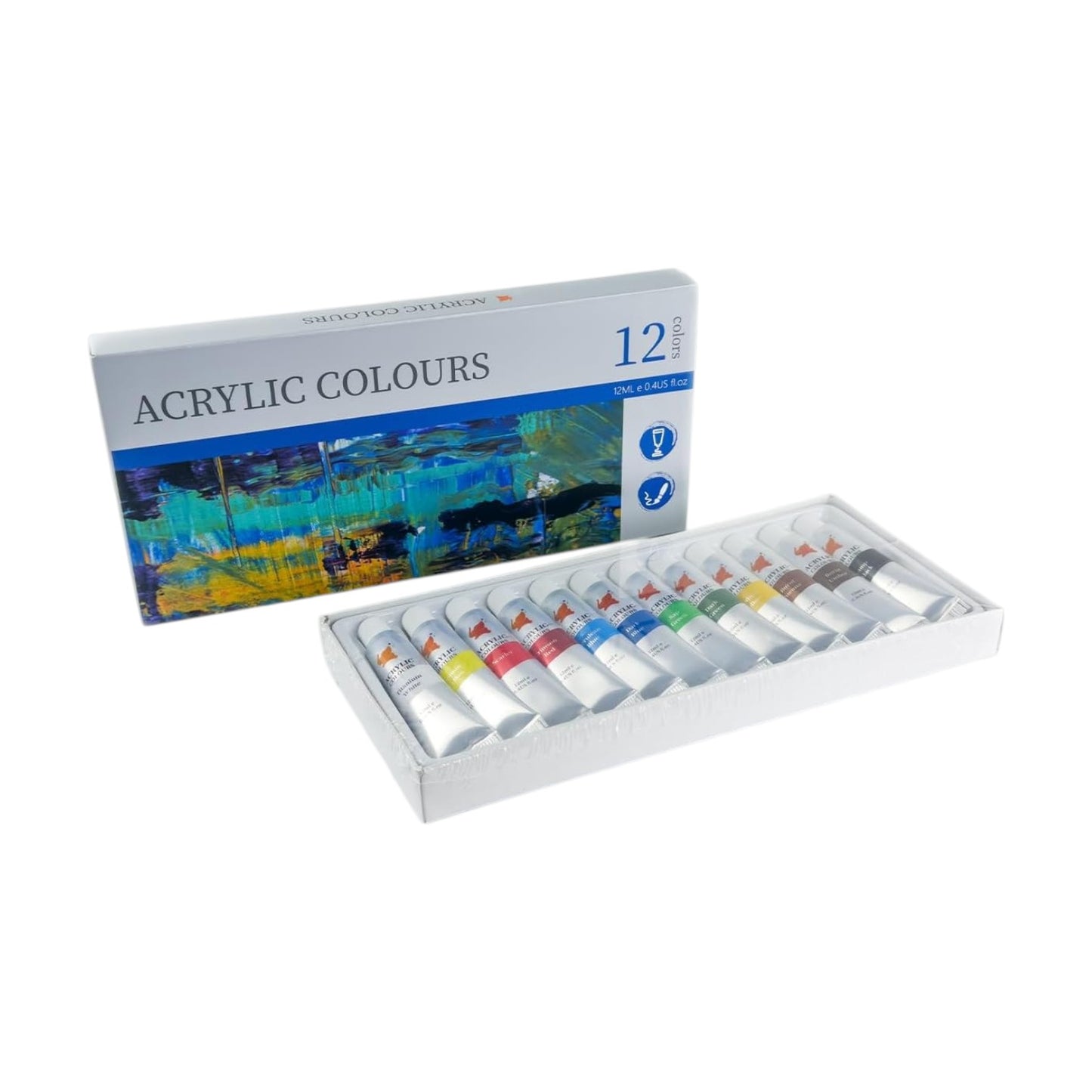 Acrylic Colors - 12 Colors X 12ML Tubes