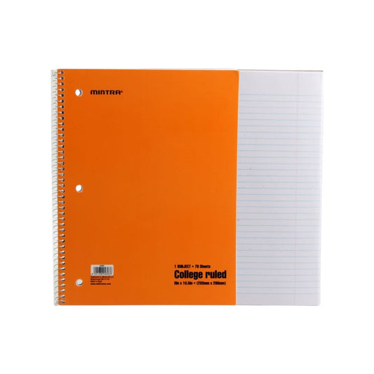 College notebook wire 70 sheets line pastel colors, 10.5 * 8 Mintra 70CT