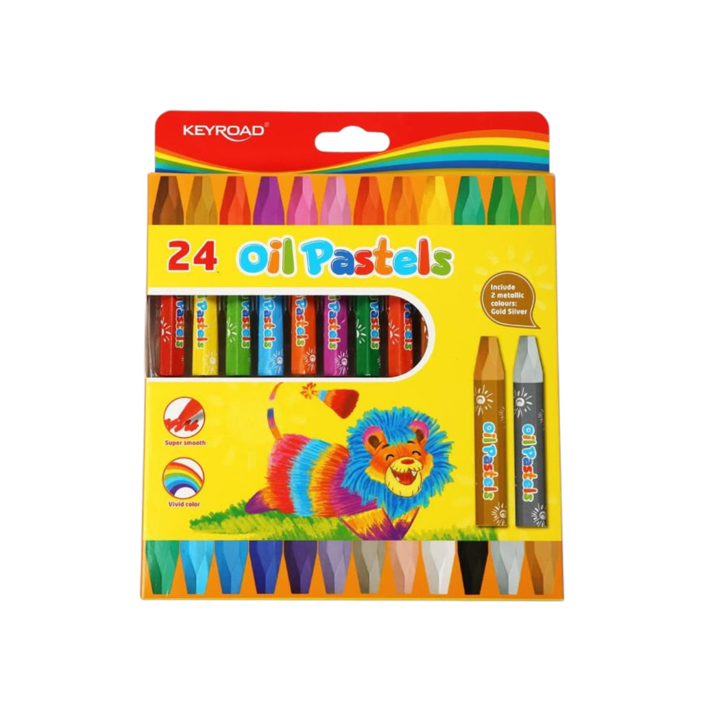 Keyroad Oil Pastel Wax Crayons Set, 24 Colors, Hexagonal Shape, Model KR972140