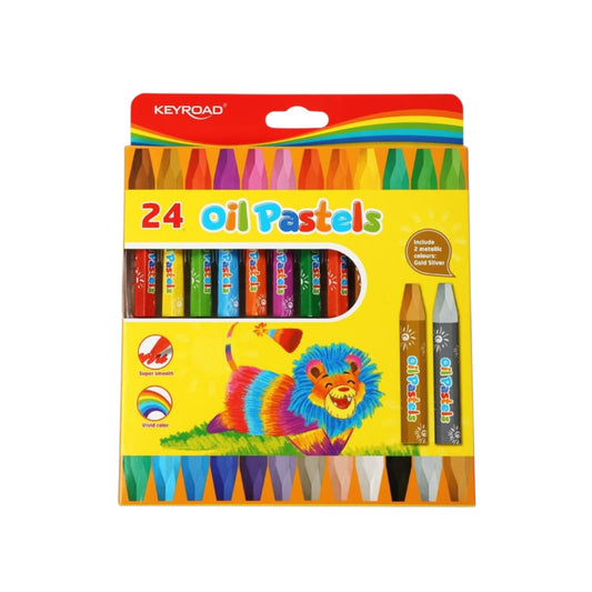 Keyroad Oil Pastel Wax Crayons Set, 24 Colors, Hexagonal Shape, Model KR972140