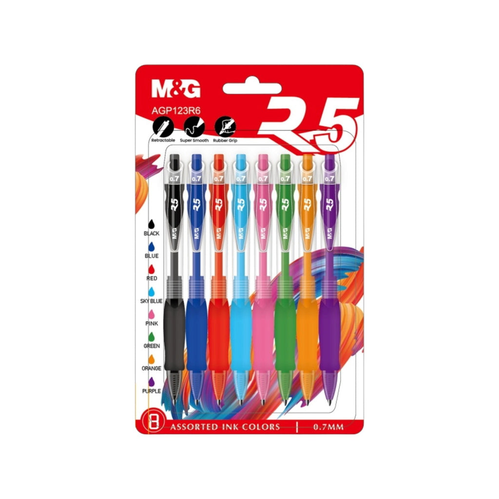Retractable Gel Pen assorted Colours - BL8