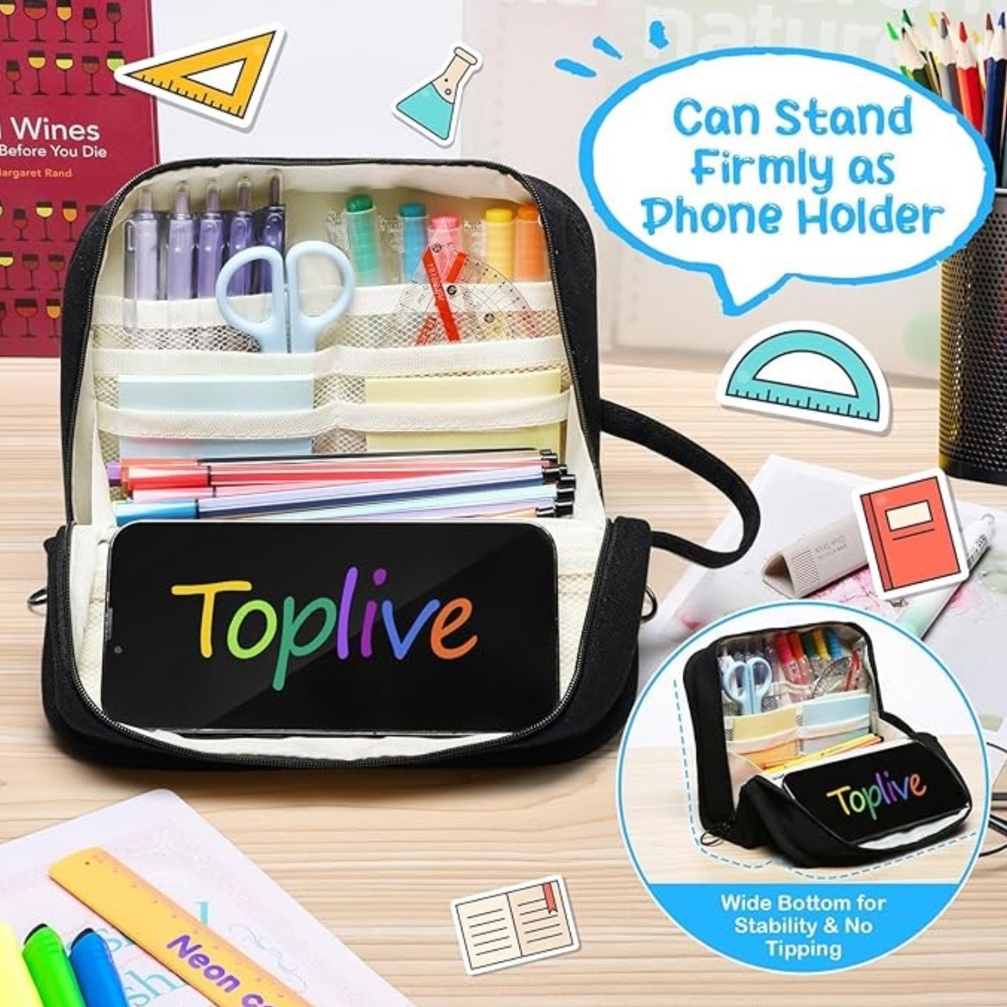 Large Pencil Case Organizer Pencil Case Aesthetic with 11 Zones