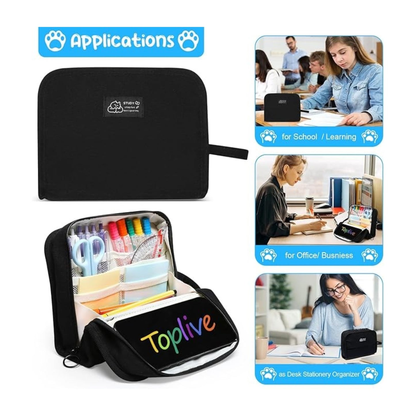 Large Pencil Case Organizer Pencil Case Aesthetic with 11 Zones