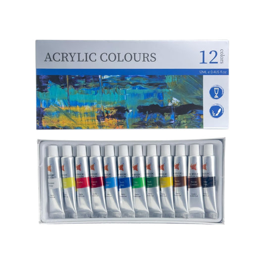 Acrylic Colors - 12 Colors X 12ML Tubes