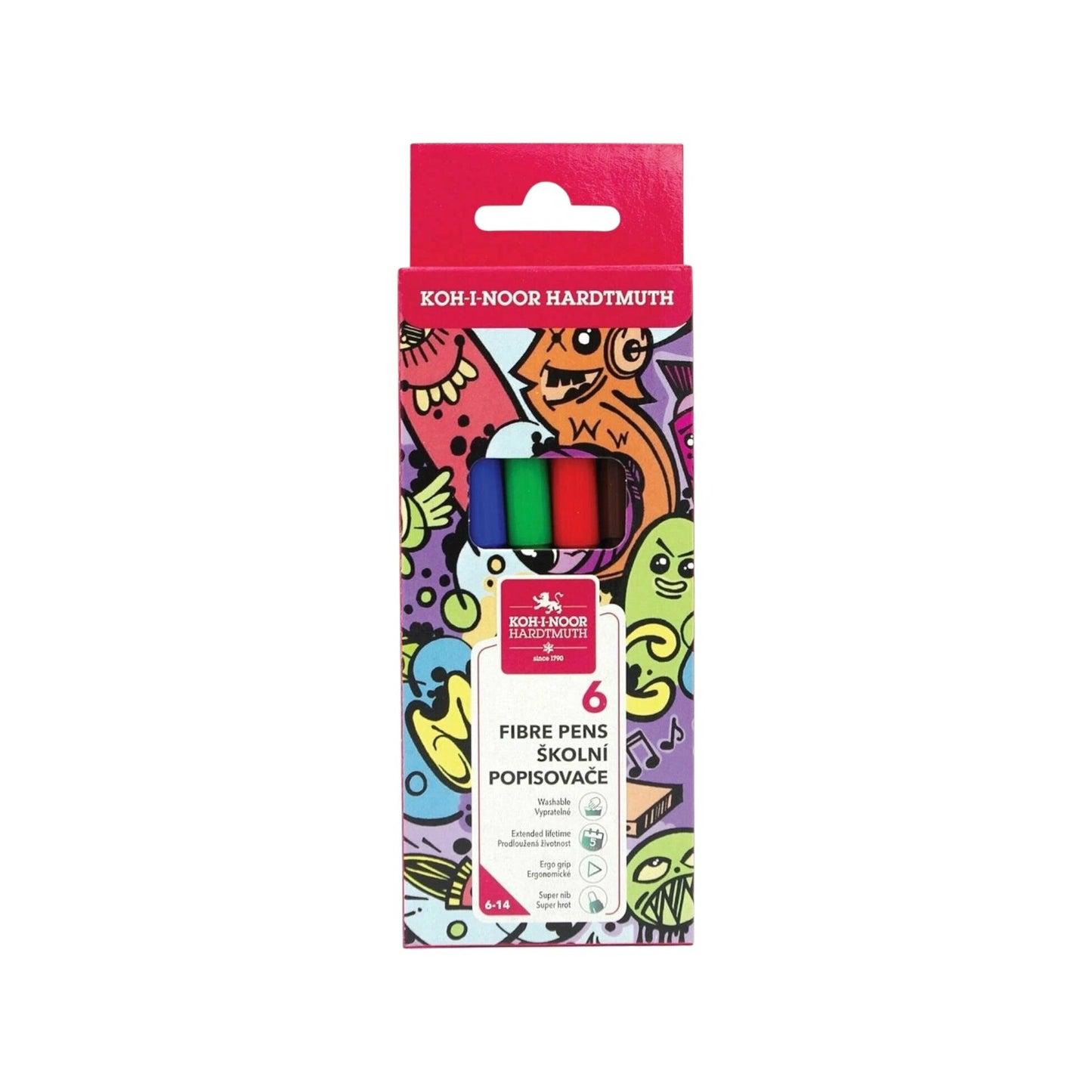 Koh-I Noor Teenage Felt-Tip Pens, Set of 6 & 24, Cardboard