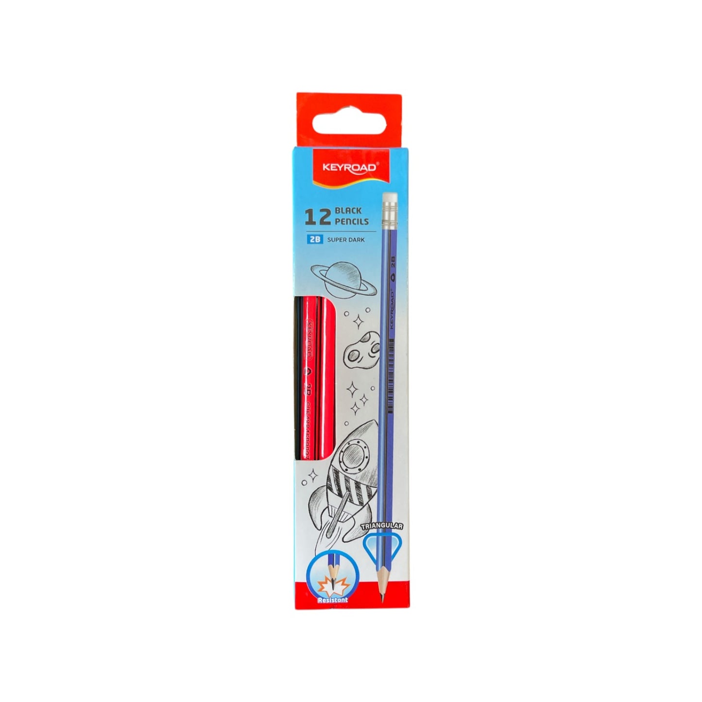 Graphite Pencil 2B Triangular with Eraser 2.2 mm - Keyroad Model KR971713