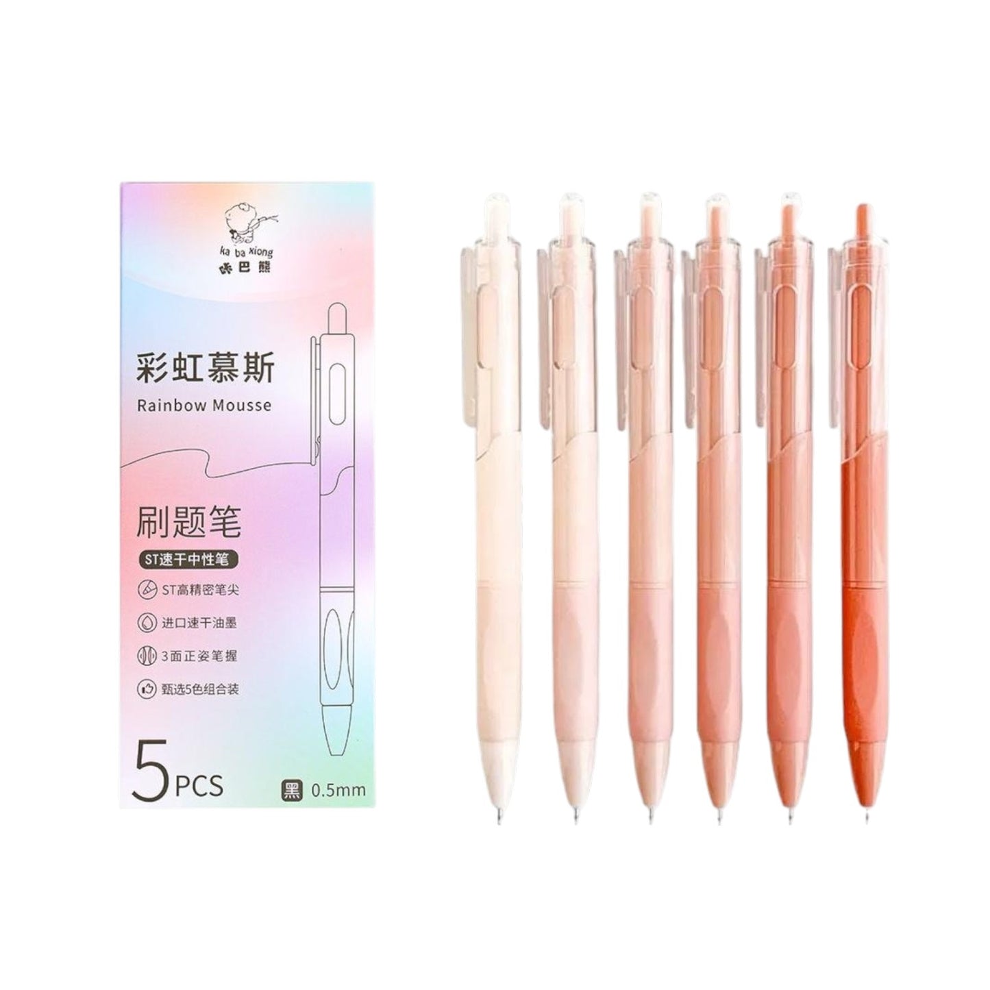 MOZXIRZ 5 Pcs Gel Ink Pens Retractable Pens 0.5mm Blue Ink Pen