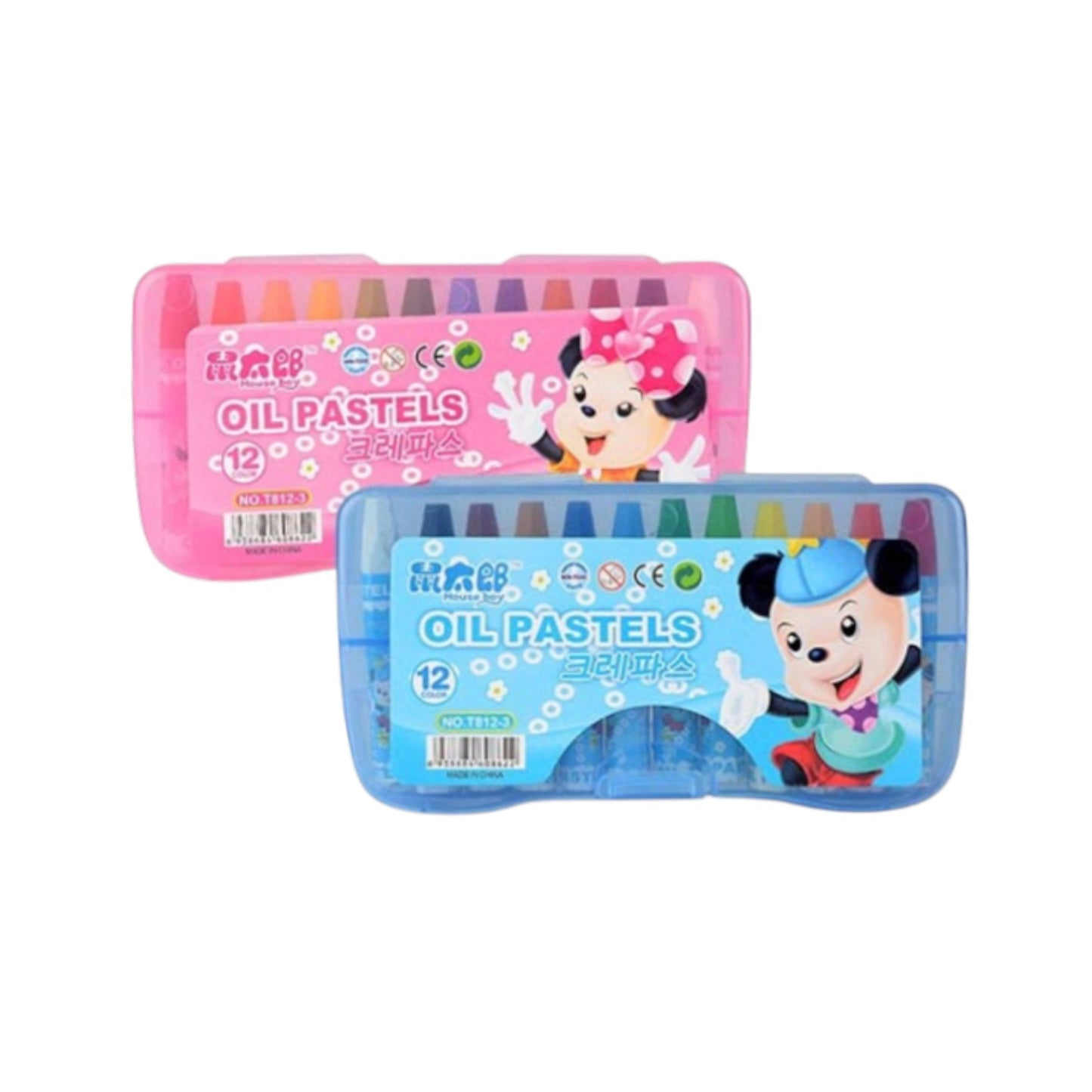 Oil Pastel Crayons 12 Color Plastic Box