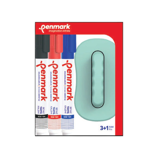 Penmark Set of 3 Whiteboard Marker + Board Eraser