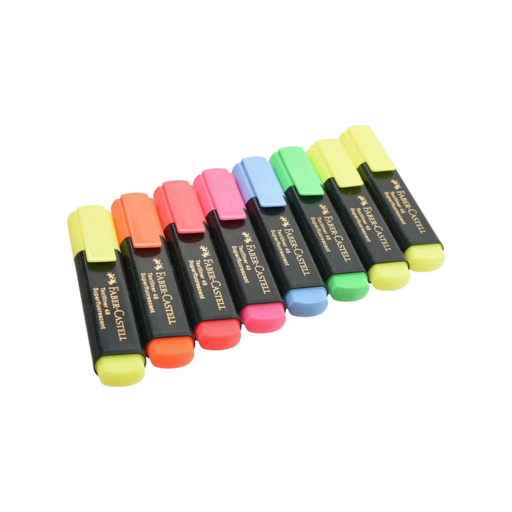 Elite Stationery House Faber-Castell Textliner 48 neon highlighter set in 8 assorted bright colours with black casing