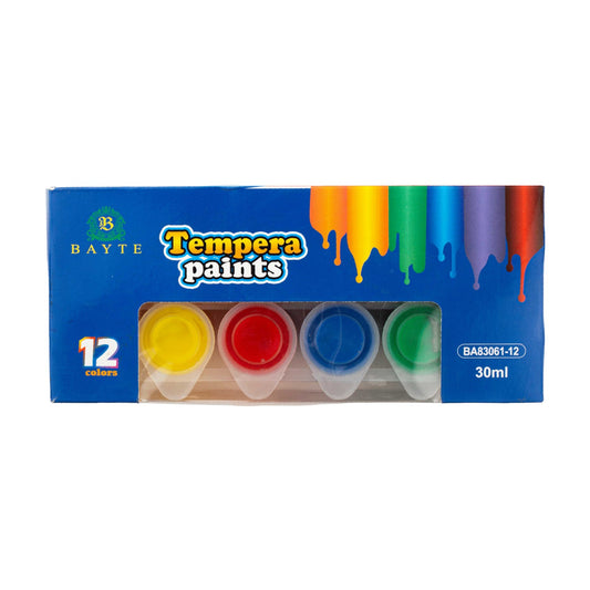 Bayte Gouache Paint Boxes, 12 Colors, Assorted Colors