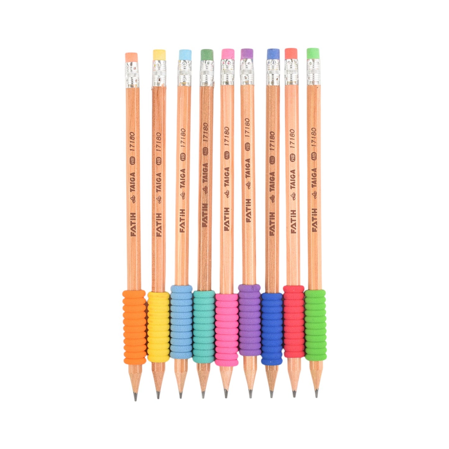 Pencil With An Eraser Equipped With A Comfortable Front Grip For Writing In Many Colors * 1 Pencil *(Wooden, Multi-Color) HB / Graphite -17180