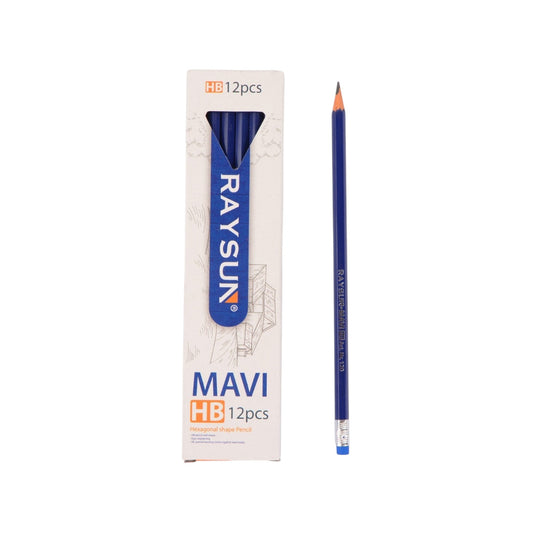 Raysun – Mavi – HB – Pack Of 12 Pencils With Eraser (Blue)