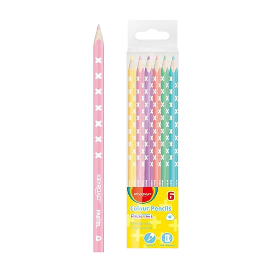 Keyroad Pencil Colors, Triangle, 6 Pastel Colors